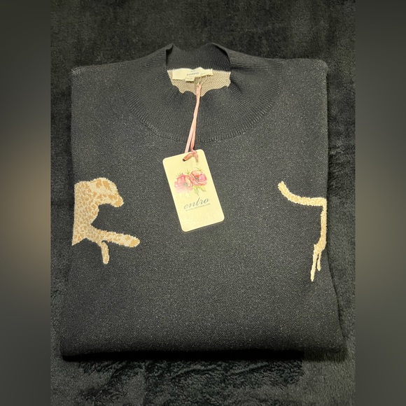 Entro  Women’s Cheetah Mock Neck Sweater, Black & Tan, Size 2X, NWT￼ - Picture 12 of 13